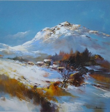 Impression d'hiver paysage montagne Peinture intitulée "Impression d'hiver…" par Christian Bessede, Œuvre d'art originale, Acrylique