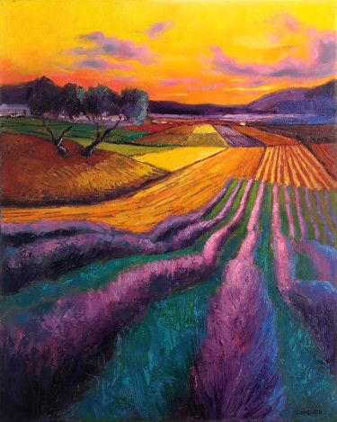 Peinture intitulée "Les champs de Haute…" par Laurent Chimento, Œuvre d'art originale