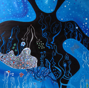 Painting titled "The Celebration" by Nathalie Gribinski, Original Artwork, Acrylic Mounted on Wood Stretcher frame