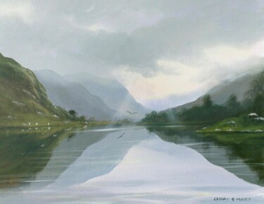 Schilderij getiteld "Glendalough reflect…" door Cathal O Malley, Origineel Kunstwerk, Acryl