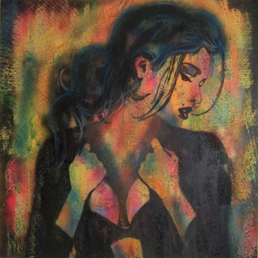 Painting titled "La fragile, 100x100…" by Sonia Michel, Original Artwork, Acrylic