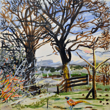 Winter Sycamores with Pheasant