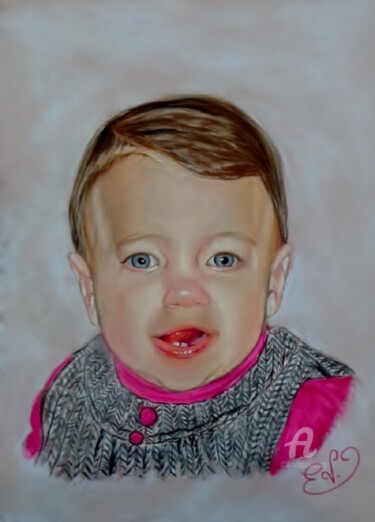 Dessin intitulée "Petite Camille" par Virginie Etignard, Œuvre d'art originale, Pastel
