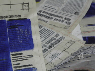 Collages titled "Livre-journal Bleu…" by Hélène Mongin, Original Artwork, Paper