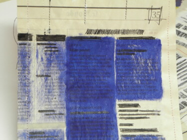 Peinture intitulée "Livre-Journal Bleu…" par Hélène Mongin, Œuvre d'art originale, Acrylique