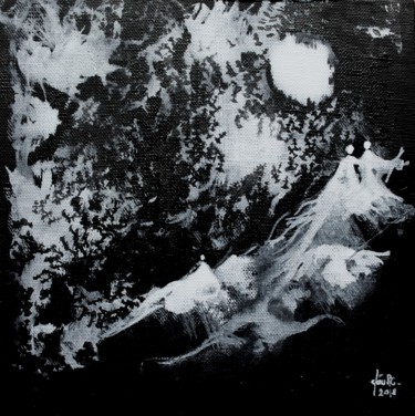 Peinture intitulée "Dames blanches - en…" par Clau Redier-Clément, Œuvre d'art originale, Encre Monté sur Carton