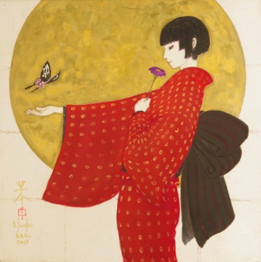 Peinture intitulée "AGEHA ( Papillon ma…" par Souske, Œuvre d'art originale, Pigments
