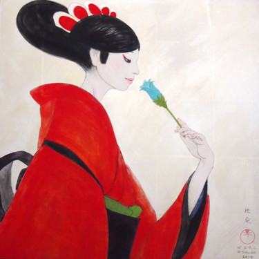 Peinture intitulée "iwashajin ( Campanu…" par Souske, Œuvre d'art originale, Autre