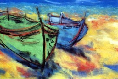 Alors on allait voir les bateaux Peinture intitulée "Alors on allait voi…" par Aimée De Courtozé, Œuvre d'art originale