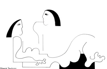 图画 标题为“Réflexion” 由Hildegarde Handsaeme, 原创艺术品, 墨