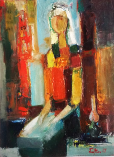 绘画 标题为“At the window(27x37…” 由Mateos Sargsyan, 原创艺术品, 油