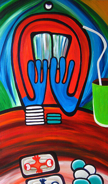 Painting titled "Texas Hold'em" by Nathalie Gribinski, Original Artwork, Acrylic Mounted on Wood Stretcher frame
