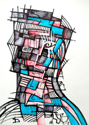 Рисунок под названием "graphics on paper,…" - Oxana Kolyagina, Подлинное произведение искусства, Маркер