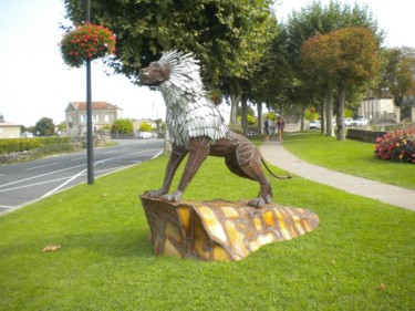 Sculptuur getiteld "Le lion de Saint-Ma…" door Agostinho Dacunha, Origineel Kunstwerk, Metalen