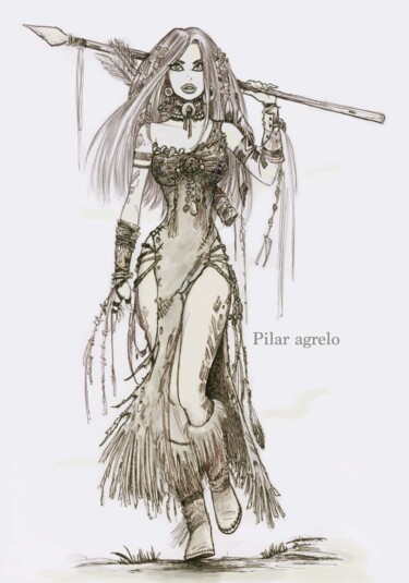 Ζωγραφική με τίτλο "fashion Illustratio…" από Pilar Agrelo Art, Αυθεντικά έργα τέχνης, Μελάνι