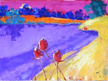 Peinture intitulée "Le lac bleu" par Ludmila Ternano Dolgova, Œuvre d'art originale, Huile
