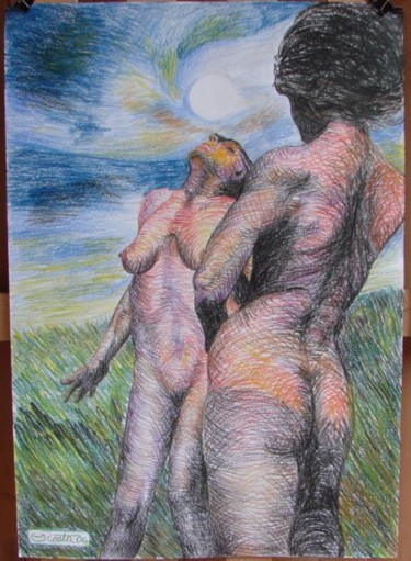 Desenho intitulada "Ao Luar" por Alceo Luiz De Costa Dcosta, Obras de arte originais