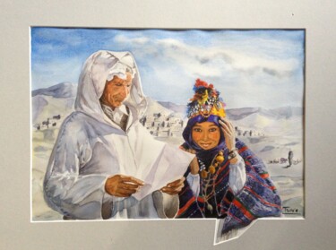 Peinture intitulée "la lettre" par Christine Trova, Œuvre d'art originale, Aquarelle