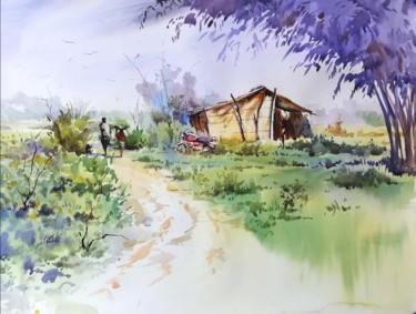 Painting titled "watercolor-landscap…" by Life Hacks Diy Projects, Original Artwork