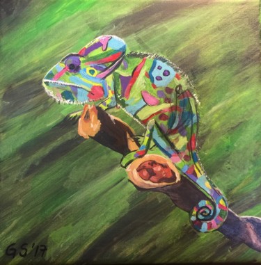 Malerei mit dem Titel "colors of a chamele…" von Gudrun Sageder, Original-Kunstwerk, Acryl