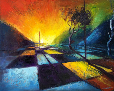 Peinture intitulée "Les champs" par Laurent Chimento, Œuvre d'art originale