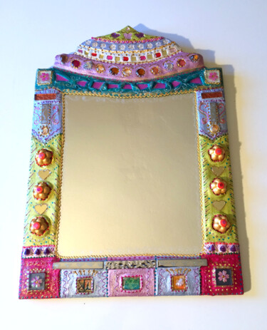 Miroir "Orient" 42 cm X 61 cm Design intitulée "Miroir "Orient" 42…" par Odile Maffone Mosaïque Joyeuse, Œuvre d'art originale, Mosaïque Monté sur Panneau…