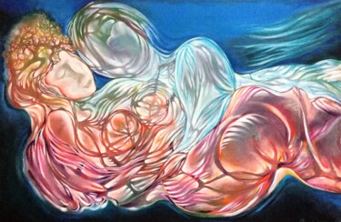 Painting titled "le-couple-mixed-med…" by Richard Chenier, Original Artwork, Acrylic