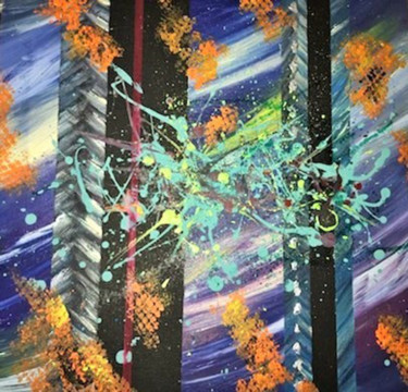 Futur Tribal Peinture intitulée "Futur Tribal" par Ka, Œuvre d'art originale, Acrylique