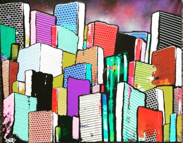 绘画 标题为“Buildings 2” 由Brase, 原创艺术品, 丙烯