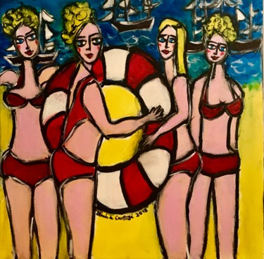 Série Les baigneuses 2018 No1 Peinture intitulée "Série Les baigneuse…" par Aimée De Courtozé, Œuvre d'art originale, Acrylique