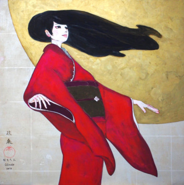 takenokonagashi ver1(Le vent souffle et en début) Peinture intitulée "takenokonagashi ver…" par Souske, Œuvre d'art originale, Autre