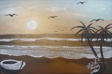 Peinture intitulée "plage .jpg" par Ahmed Fertat, Œuvre d'art originale, Huile