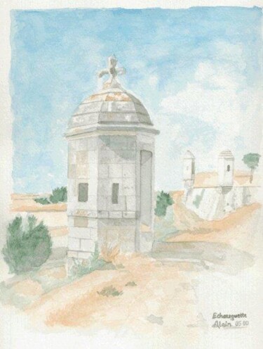 0005 Echauguette Pintura intitulada "0005 Echauguette" por Aquarelles-Alain, Obras de arte originais, Aquarela
