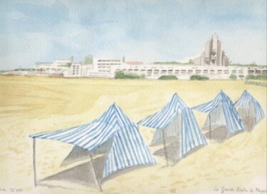 Pintura intitulada "0102 La Grande Conc…" por Aquarelles-Alain, Obras de arte originais, Aquarela