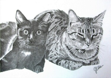 Dessin intitulée "Myrtille et Didou" par Elodie Gaschy (GElie), Œuvre d'art originale, Graphite