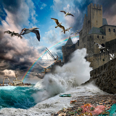 La bouteille à la mer / Cité de Carcassonne.jpg Digitale Kunst mit dem Titel "La bouteille à la m…" von Bruno Béghin, Original-Kunstwerk, Digitale Fotografie Auf Aluminium…