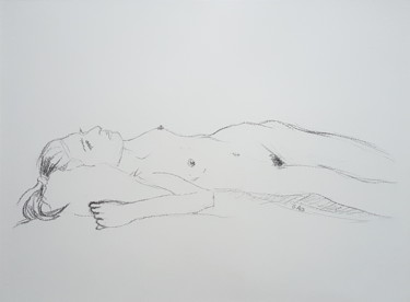 Dessin intitulée "Dessin nu feminin f…" par György Acs, Œuvre d'art originale, Fusain