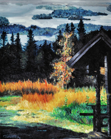 Peinture intitulée "Boreal sunset" par Christian Girault, Œuvre d'art originale, Huile