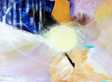 Painting titled "Le Luminaire Azur" by Ann Lahti, Original Artwork, Oil