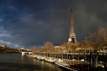 Tour Eiffel, hiver Photographie intitulée "Tour Eiffel, hiver" par Pierre-Yves Rospabé, Œuvre d'art originale, Photographie numérique