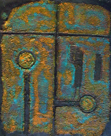 Peinture intitulée "lhomme-clef-45-x-53…" par Philippe Langaud, Œuvre d'art originale, Acrylique