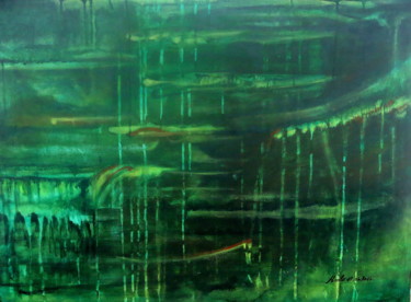 Peinture intitulée "green-on-green-vibr…" par Marianne Charlotte Mylonas-Svikovsky (Marlo), Œuvre d'art originale, Acrylique