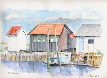 Peinture intitulée "0207 Les Cabanes Os…" par Aquarelles-Alain, Œuvre d'art originale, Aquarelle