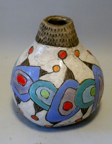 Design intitolato "vase boule tons ble…" da Armelle Colombier, Opera d'arte originale, Arredamento