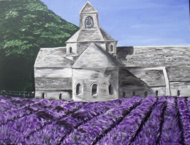Painting titled "Abbaye de Senanque" by Valérie Barrett, Original Artwork, Acrylic