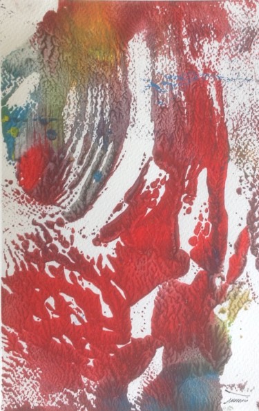Peinture intitulée "Hawaii vague de lave" par Arnaud Thévenin, Œuvre d'art originale, Gouache
