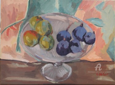 Peinture intitulée "figues et reines-cl…" par Chéker, Œuvre d'art originale, Huile Monté sur Châssis en bois