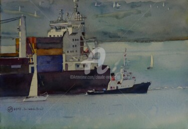Arrivée d'un porte-conteneurs en rade de Brest