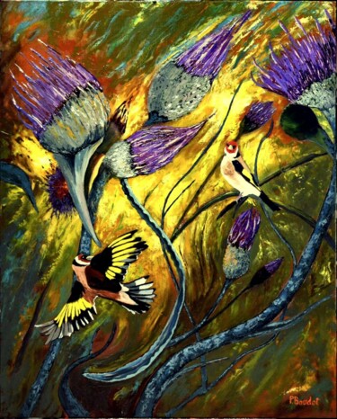 Peinture intitulée "Sur les chardons ar…" par Pascal Baudot, Œuvre d'art originale, Huile
