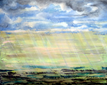Peinture intitulée "april-rain-40h-50w-…" par Marianne Charlotte Mylonas-Svikovsky (Marlo), Œuvre d'art originale, Acrylique